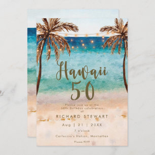 Invitation plage tropicale hawaii 5 0 50e anniversaire