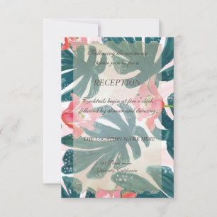 Invitation Plage Tropicale Hibiskus Palm Réception Feuille