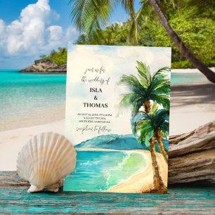 Invitation Plage tropicale lagon Palm Paradise Mariage
