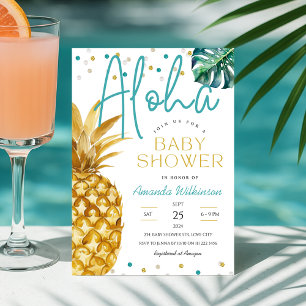 Invitation Plage tropicale Luau Pineapple Beach Aloha Baby sh