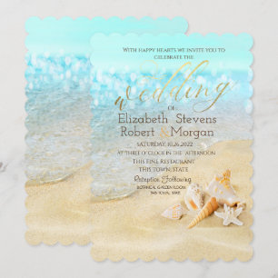Invitation Plage tropicale, Mariage de coquillages