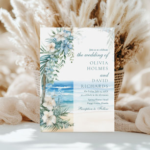 Invitation Plage tropicale moderne et Mariage d'arc floral