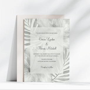 Invitation Plage tropicale noire et blanche Palm Hibiscus Mar