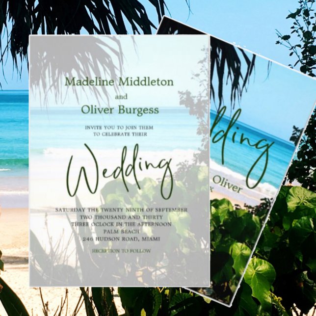 Invitation Plage tropicale Océan Bleu Destination Mariage (Créateur téléchargé)