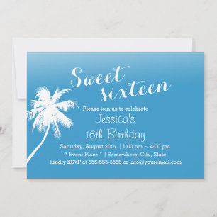 Invitation Plage tropicale Palm Tree Sweet 16