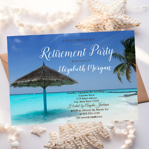 Invitation Plage tropicale, Palmier, Fête de retraite relaxan