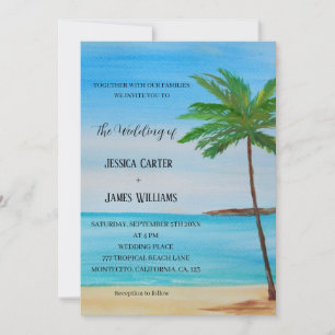 Invitation Plage tropicale Palmiers Destination Mariage
