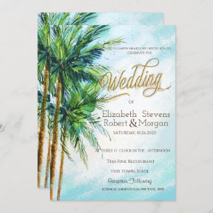 Invitation Plage tropicale, Palms Mariage