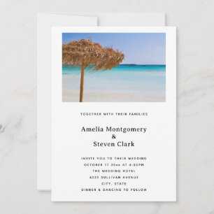Invitation Plage tropicale panoramique avec mariage sous un p