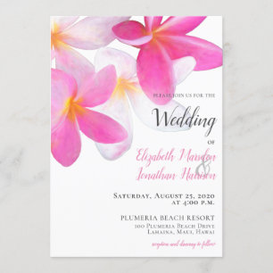 Invitation Plage tropicale Plumeria rose Floral Hawaii Mariag