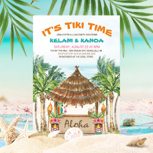 Invitation Plage tropicale Tiki Luau Douche Couples