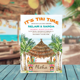 Invitation Plage tropicale Tiki Luau Douche Couples