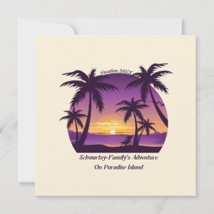 Invitation Plage tropicale vintage Coucher de soleil d'été Pa