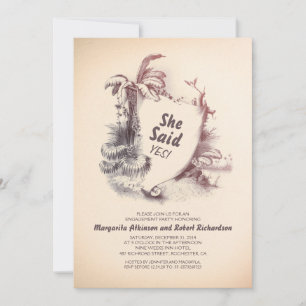 Invitation Plage tropicale vintage Groupe d'engagement