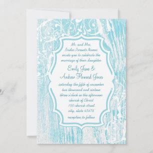 Invitation Plage Vintage Aqua Old Grange Mariage en bois