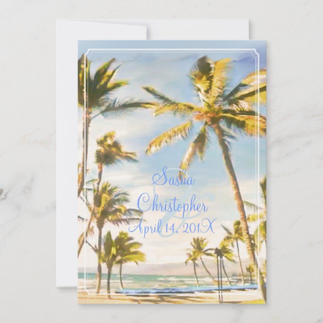 Invitation Plage vintage de PixDezines, paradis tropical (Devant)