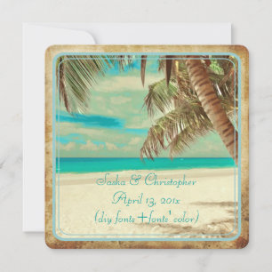 Invitation Plage vintage de PixDezines, paradis tropical