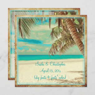 Invitation Plage vintage PixDezines, paradis tropical