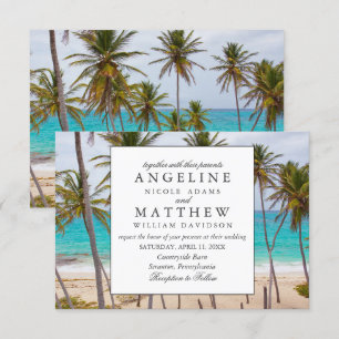 Invitation Plage Vintage Tropical Beach Shore Palm Mariage