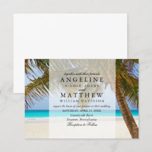Invitation Plage Vintage Tropical Beach Shore Palm Mariage