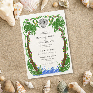 Invitation Plages d'arbres à palmiers fantaisistes Océan