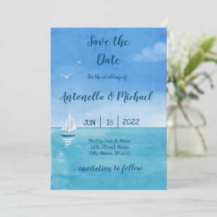Invitation Plages élégantes et nautiques Save the Date
