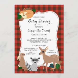 Invitation Plaid de Buffalo de baby shower de créatures de
