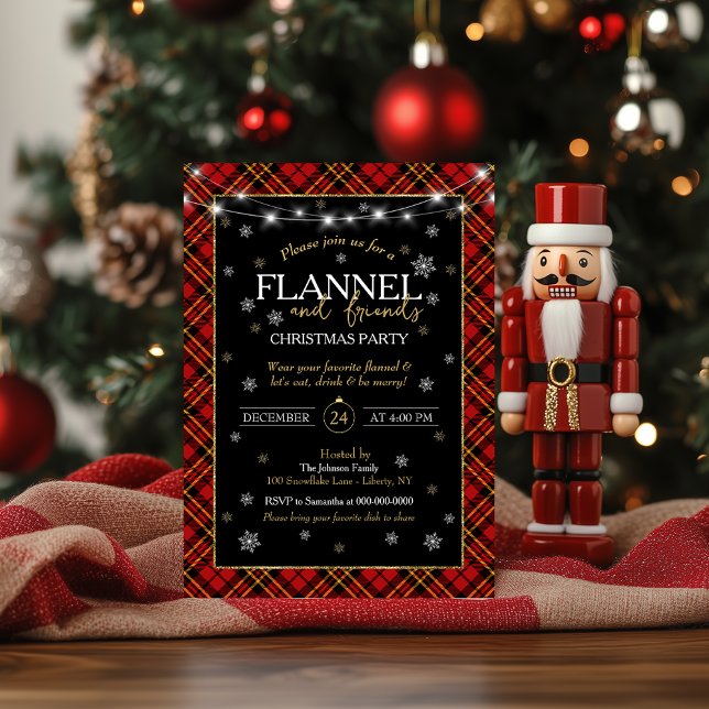 Invitation Plaid Flannel et la fête de Noël des amis (Créateur téléchargé)