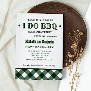 Invitation Plaid forestier Rustique I DO BBQ Engagement Par