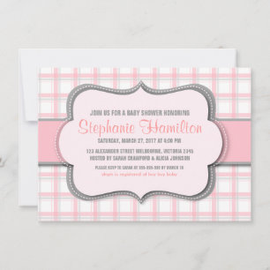 Invitation Plaid girl douche trellis mosaïque