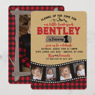 Invitation Plaid Lumberjack Filmstrip Multi Photo Anniversair