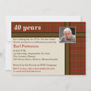 Invitation Plaid rouge et Brown, appel à la retraite