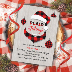 Invitation Plaid Tidings Flannel Santa Claus Noël Party