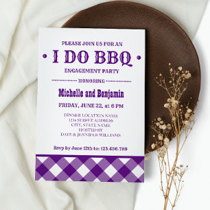 Invitation Plaid violet Rustique I DO BBQ Engagement Party