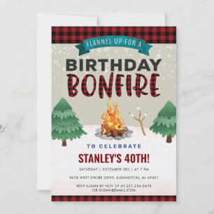 Invitation Plaid Winter Outdoor Bonfire Anniversaire Invitati