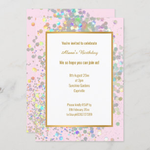 INVITATION PLAISIR PASTEL RAINBOW ROSE ENDROIT HOLOGRAPHIQUE 