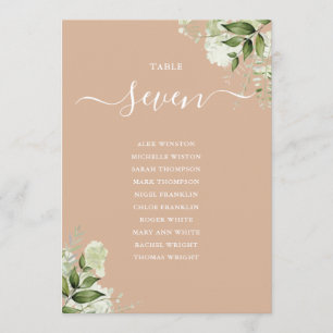 Invitation Plan d'assise Tan Greenery Numéro de tableau