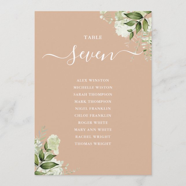 Invitation Plan d'assise Tan Greenery Numéro de tableau (Devant)