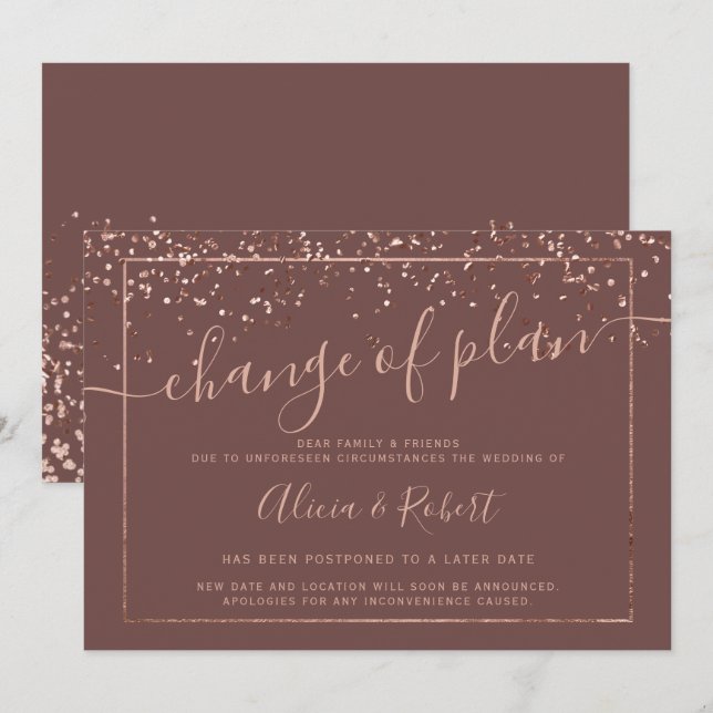 Invitation Plan de changement reporté en écriture cannelle en (Devant / Derrière)