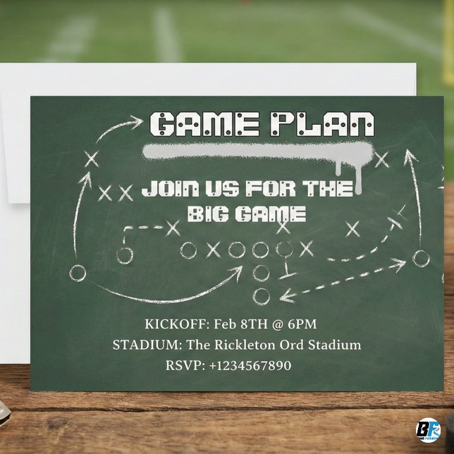 Invitation Plan de jeu de football sur tableau noir pour gran (Créateur téléchargé)