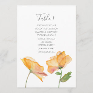 Invitation Plan de la table de Mariage des fleurs d'aquarelle