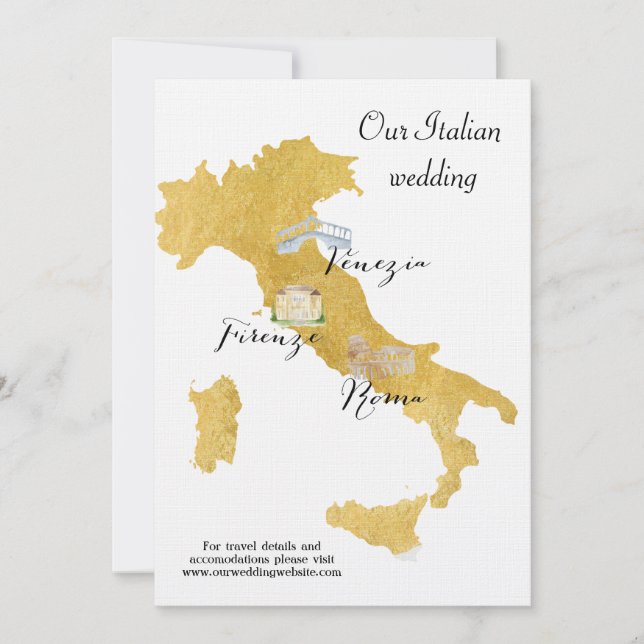 Invitation Plan de mariage de destination Benvenuti Italia (Devant)