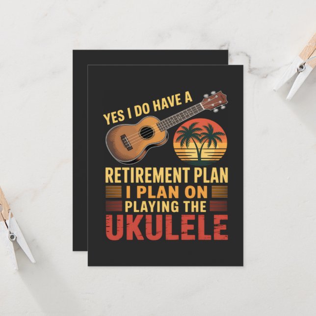 Invitation Plan de retraite Ukulele Drôle (Devant/Arrière en situation)