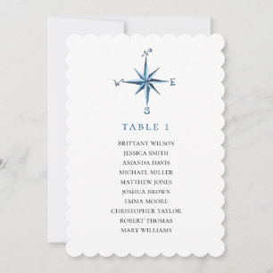 Invitation Plan de table à compas bleu. Plan de mariage nauti