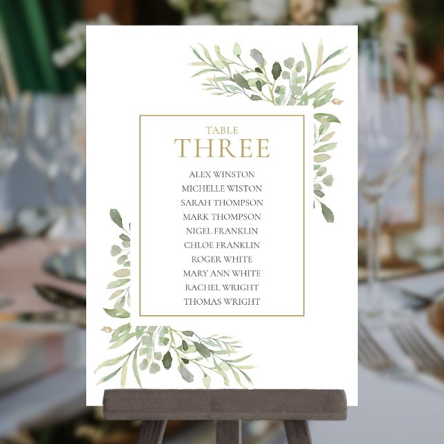 Invitation Plan de table à numéros élégant avec verdure (Elegant Greenery Table Number Seating Chart)