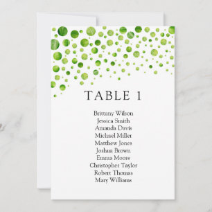 Invitation Plan de table à pois verts. Plan de table de maria