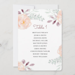 Invitation Plan de table aux fleurs de pêche. Plan de mariage