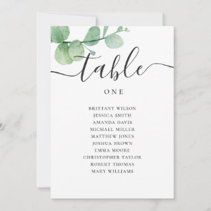 Invitation Plan de table de mariage à l'aquarelle eucalyptus