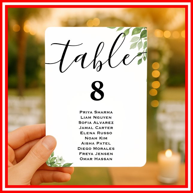 Invitation Plan de table de mariage avec feuillage vert sauge (Créateur téléchargé)
