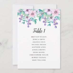 Invitation Plan de table de mariage avec fleurs. Plan de tabl